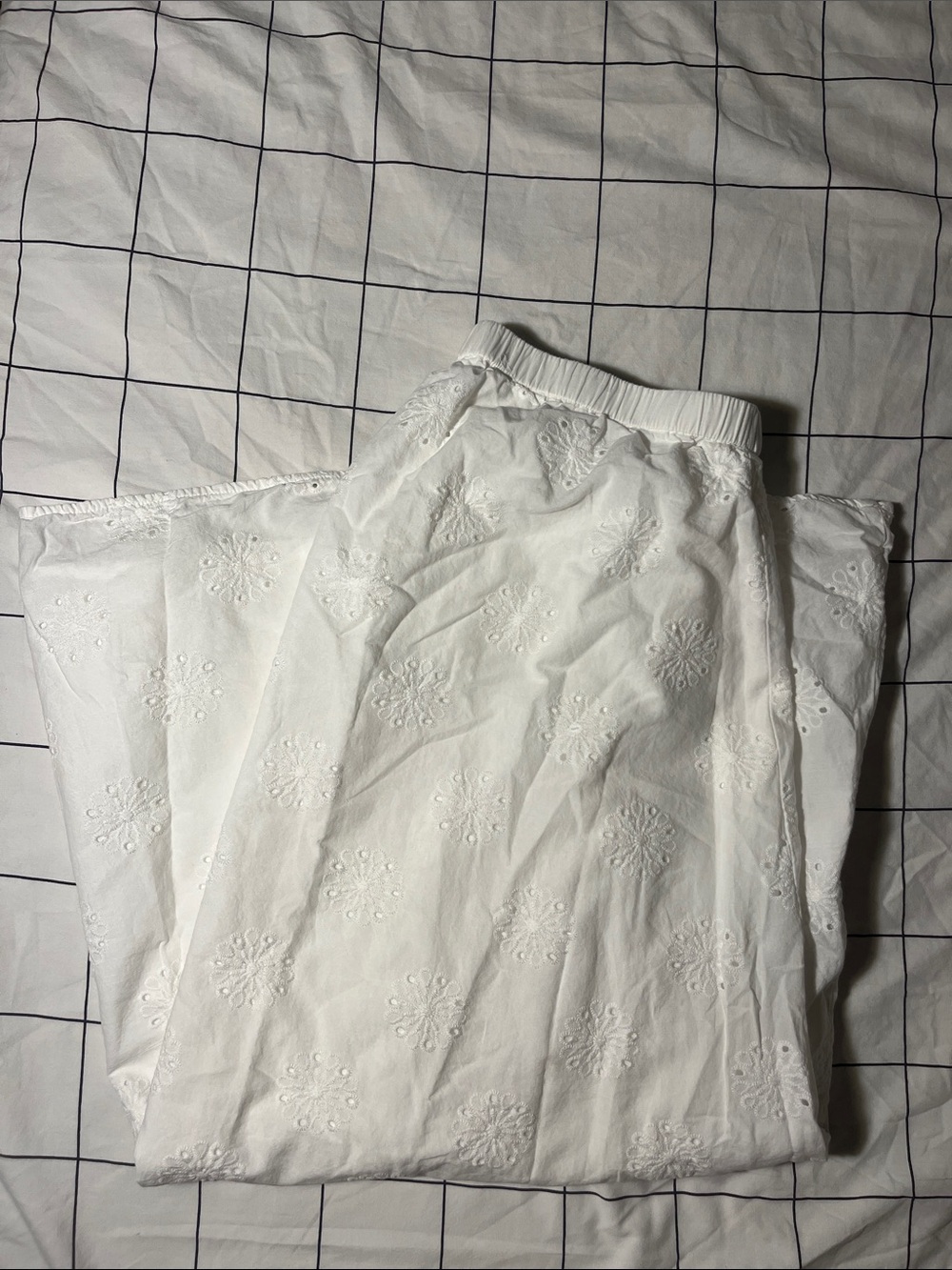 H&M MAMA Matenity Cotton White Embroidered Maxi Skirt- size M